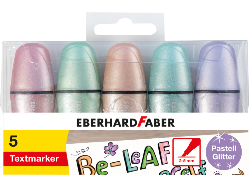 Tekstimarker EberhardFaber mini glitter pastell 5-värvi
