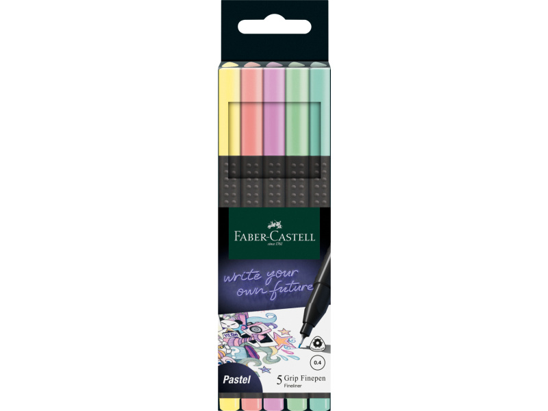 Tindipliiats Faber-Castell FinePen 0.4mm 5-värvi pastell