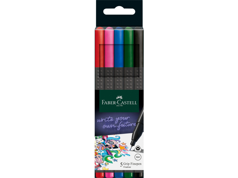 Tindipliiats Faber-Castell FinePen 0.4mm 5-värvi