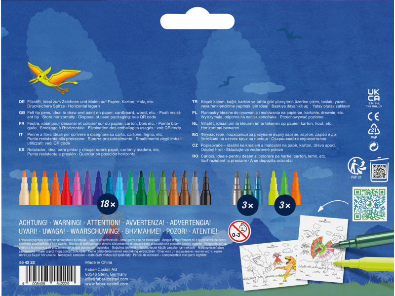 Viltpliiatsid Faber-Castell Unicorn 18+6-värvi + kleepsud - Pilt 2