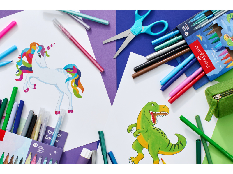 Viltpliiatsid Faber-Castell Unicorn 18+6-värvi + kleepsud - Pilt 4
